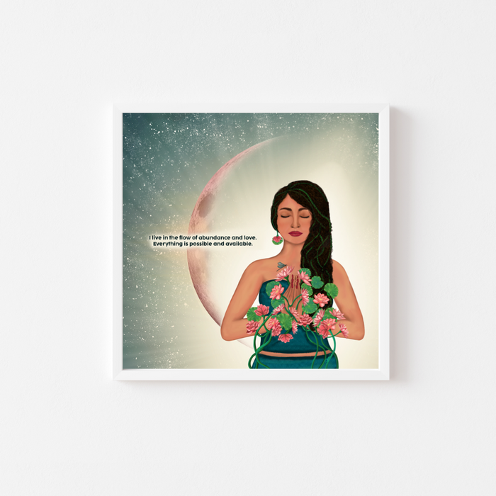 Living in the Flow of Abundance and Love | Mini Art Print with Quote