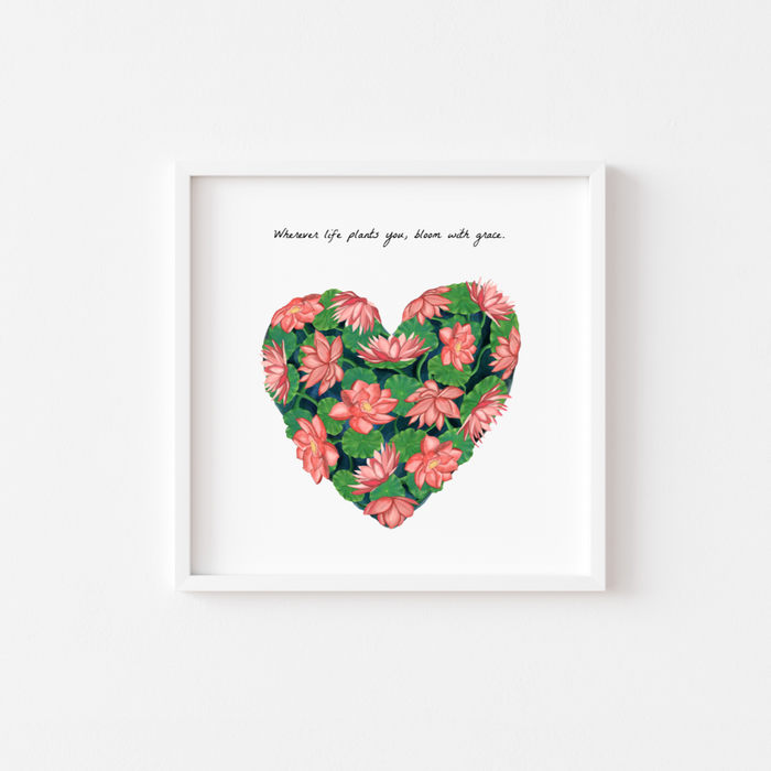 Bloom with Grace | Mini Art Print with Quote