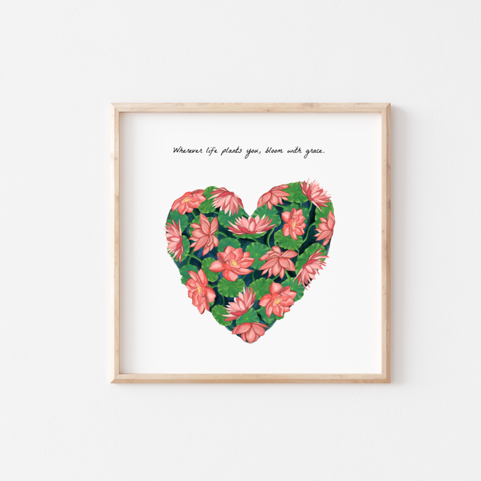 Bloom with Grace | Mini Art Print with Quote | LAST CHANCE