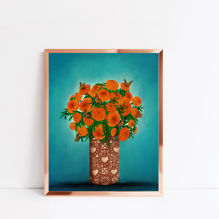 Marigolds and Monarchs | Art Print NEW