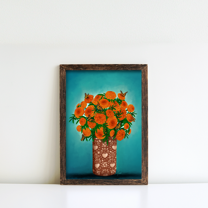 Marigolds and Monarchs | Art Print | NEW