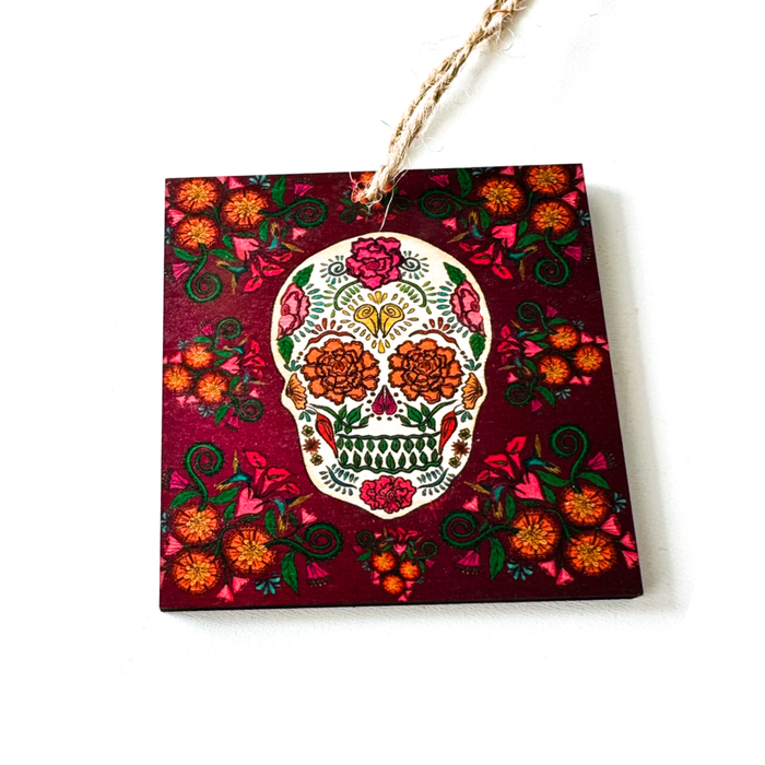 Day of the Dead Skull Violet | Wood Print