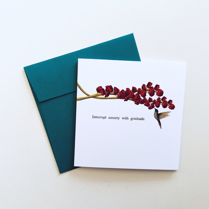 Interrupt Anxiety With Gratitude | Card and Pendant Necklace | Gift Set