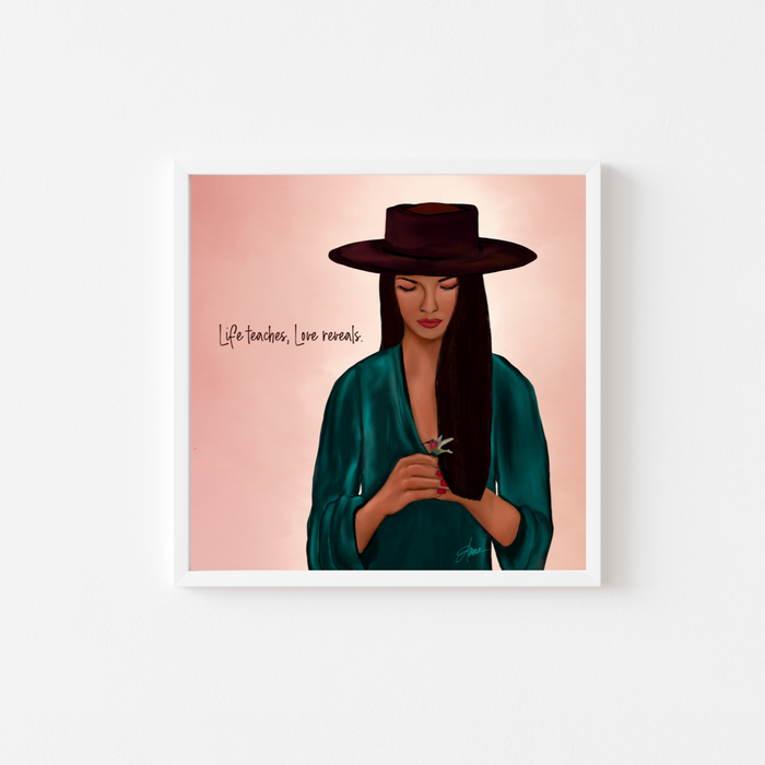 Life teaches, love reveals. | Mini Art Print with Quote | LAST CHANCE