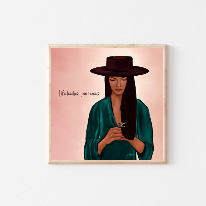 Life teaches, love reveals. | Mini Art Print with Quote | LAST CHANCE