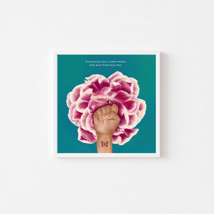 Blossoming Badass | Mini Art Print with Quote