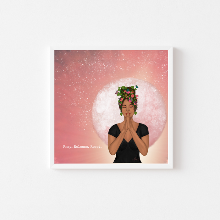Pray. Release. Reset. | Mini Art Print with Quote