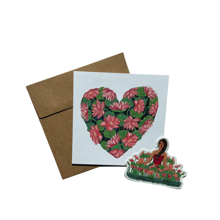 Lotus Heart | Card and Sticker Bundle