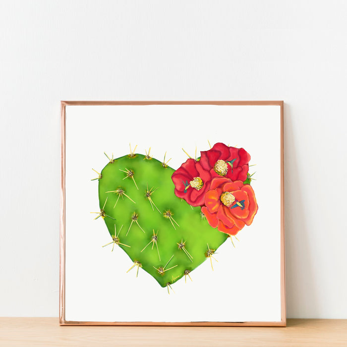 Hummingbird Cactus Heart | Art Print